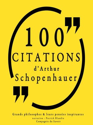 cover image of 100 citations d'Arthur Schopenhauer